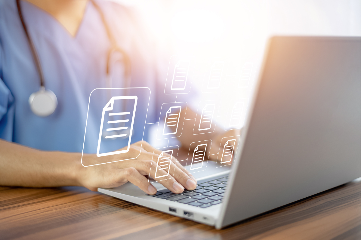 female doctor taking patient records request