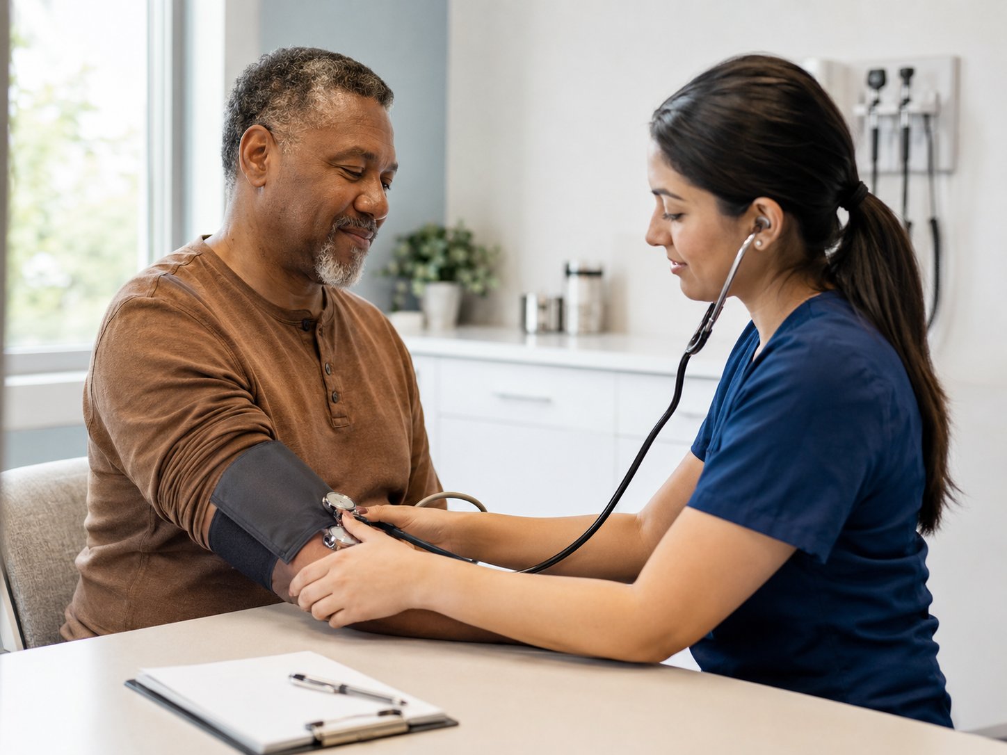 nurse taking blood pressure
