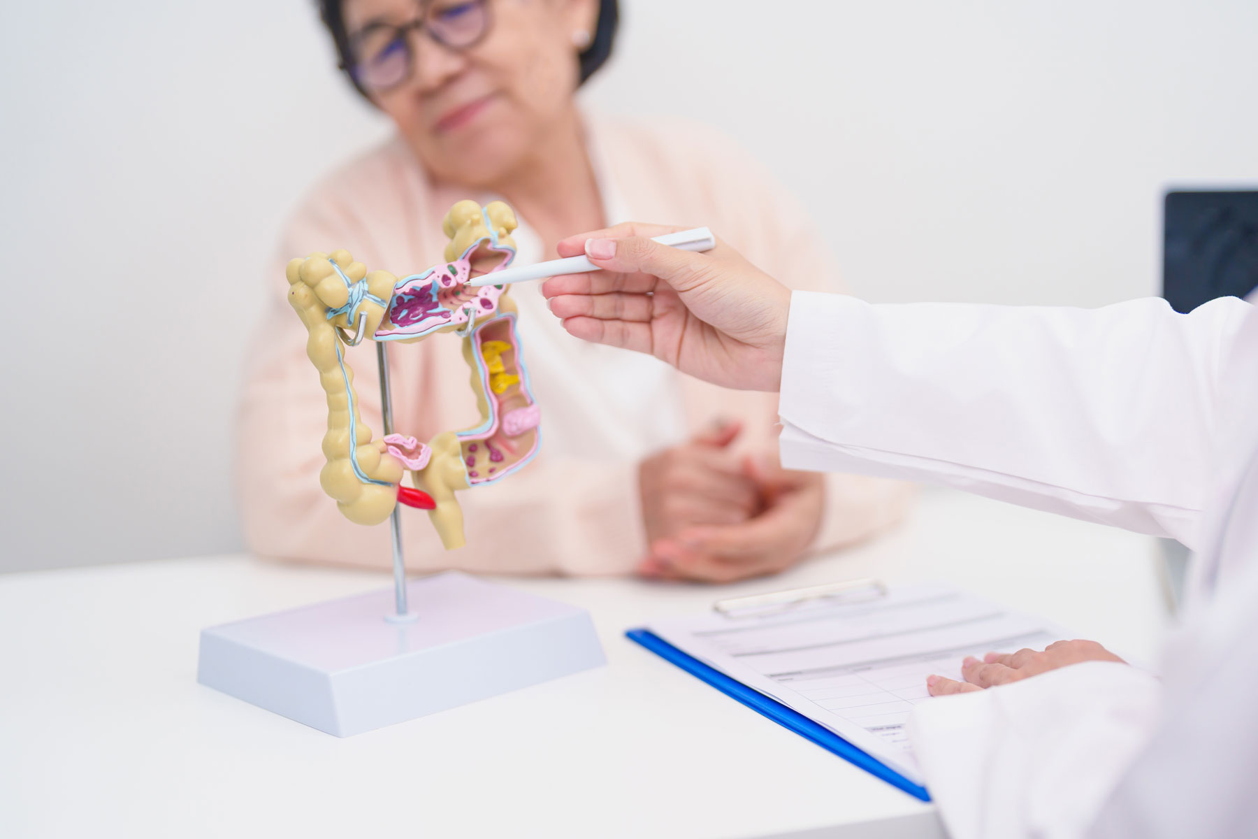 elderly woman getting diagnosis