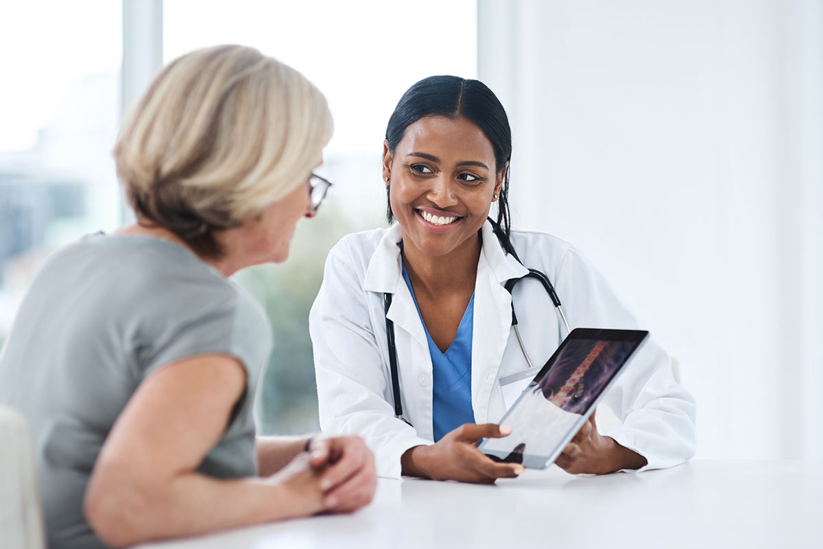 woman patient taking depression screening test