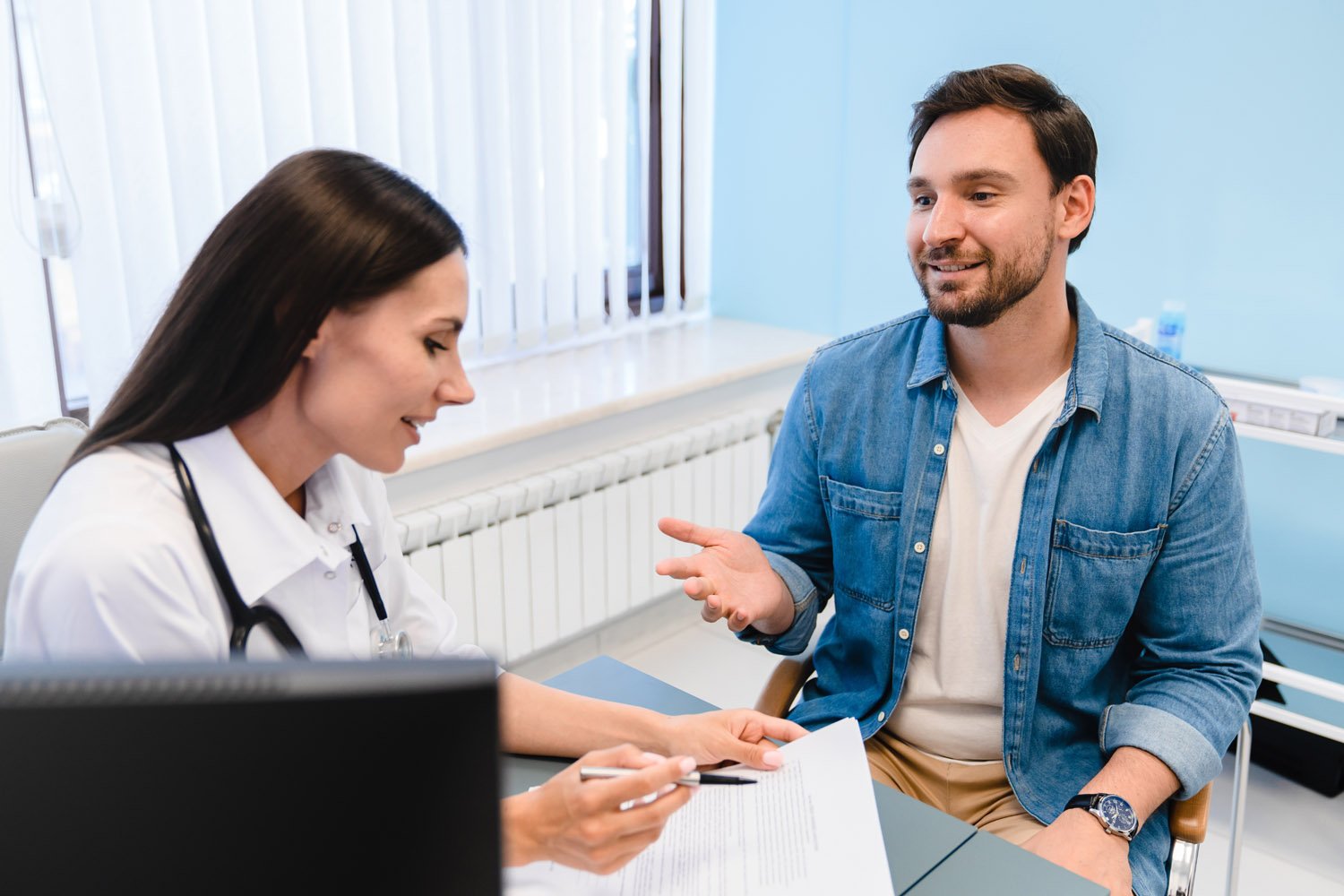 consultation between patient and doctor about blood work