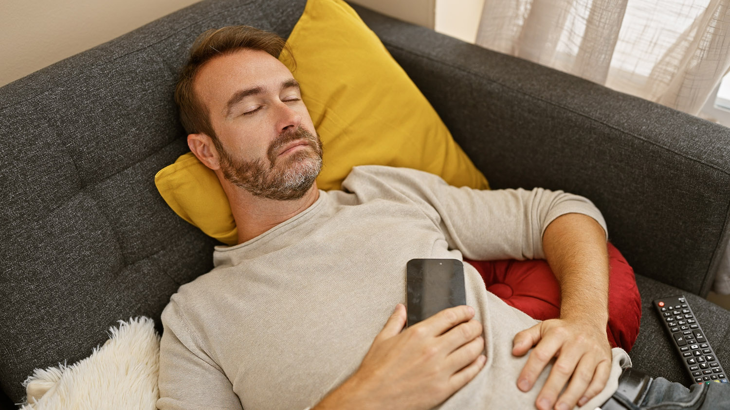 dizzy person resting on couch