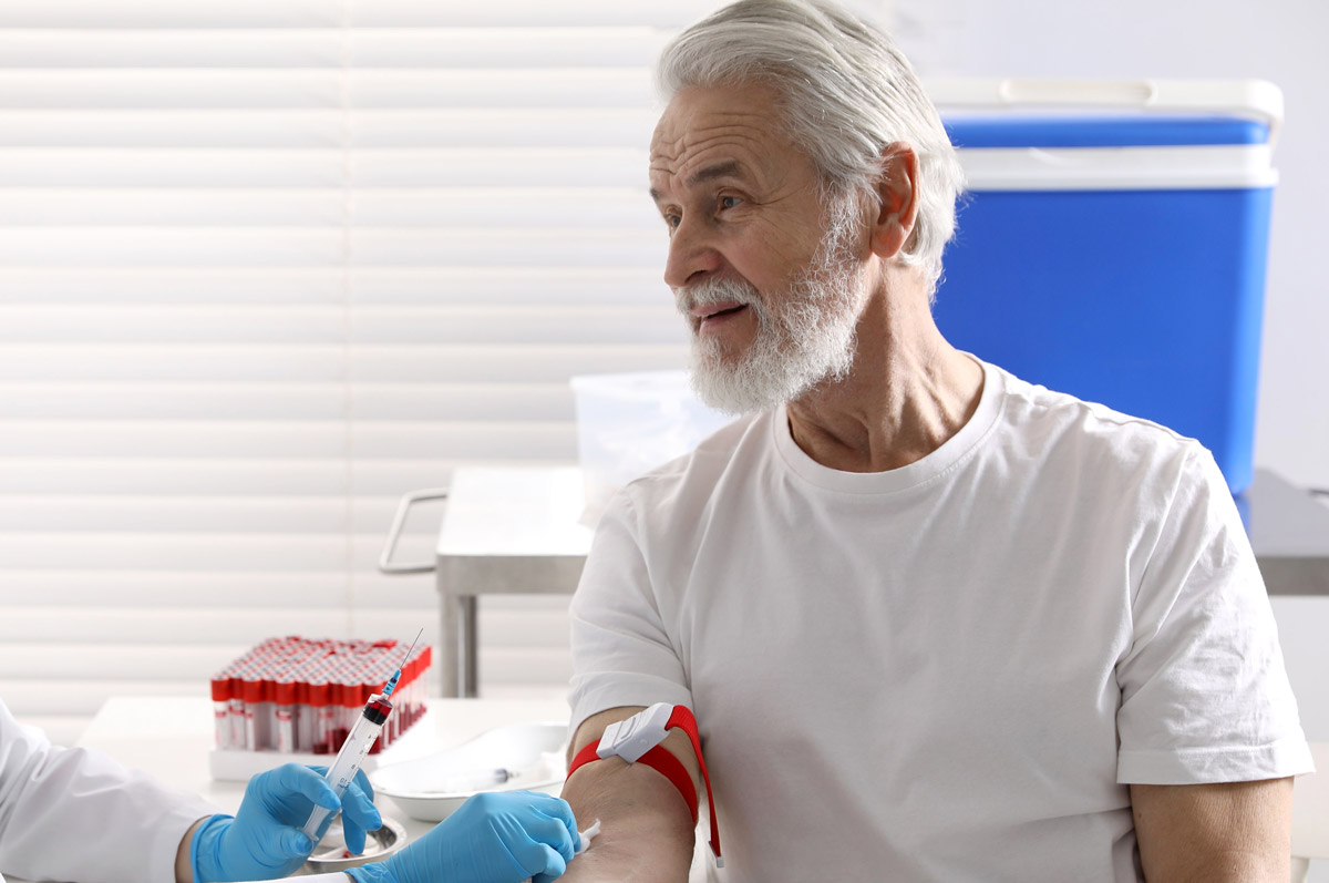Patient having blood drawn for lab testing at Townsen Physician Group in Houston